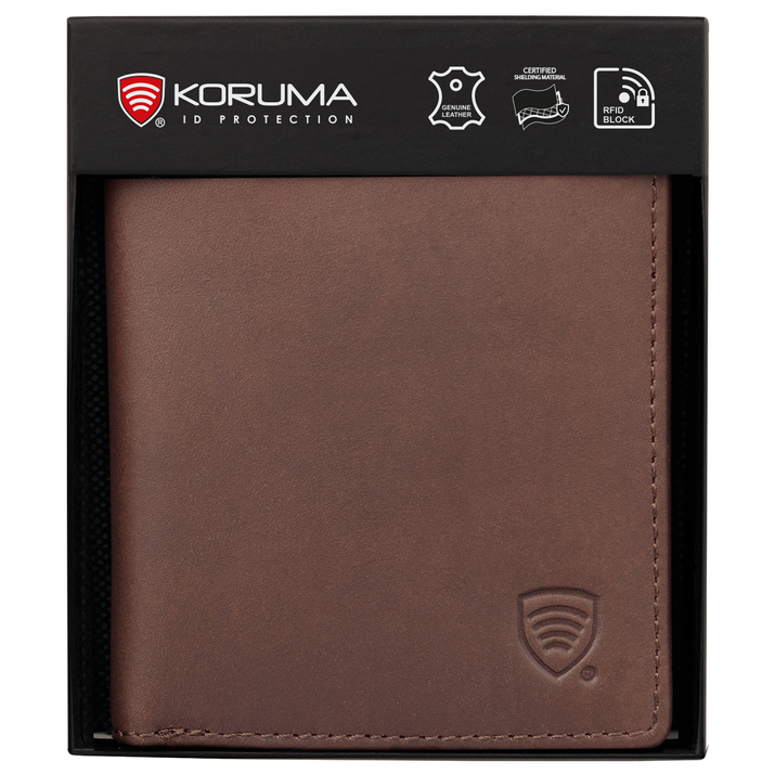 Portofel de piele pentru bărbați, foarte mic, RFID BLOCK (maro)
