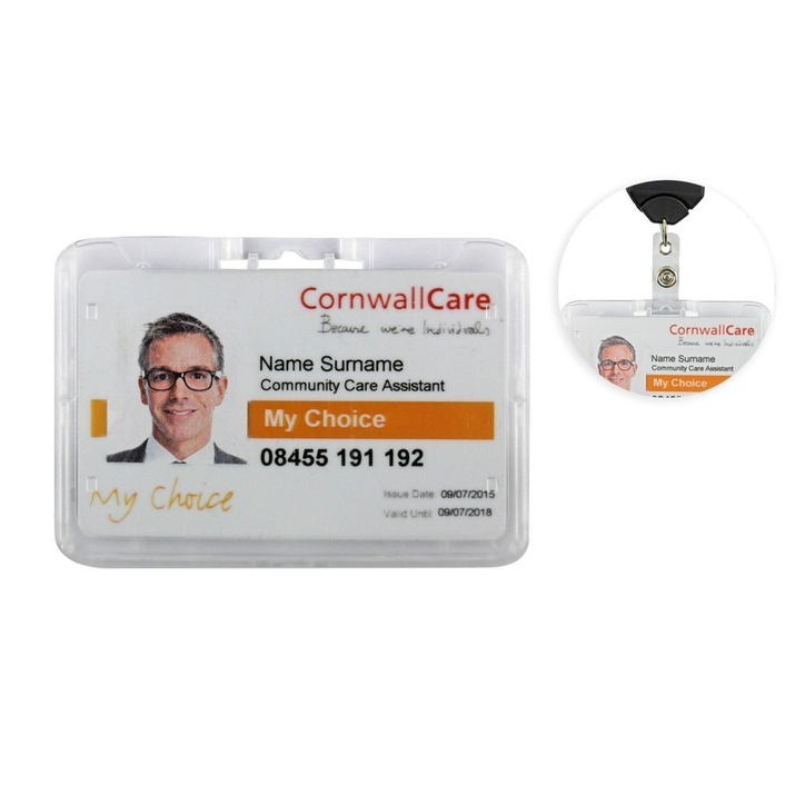 Carcasă transparentă pentru insigne cu o singură carte, orizontală