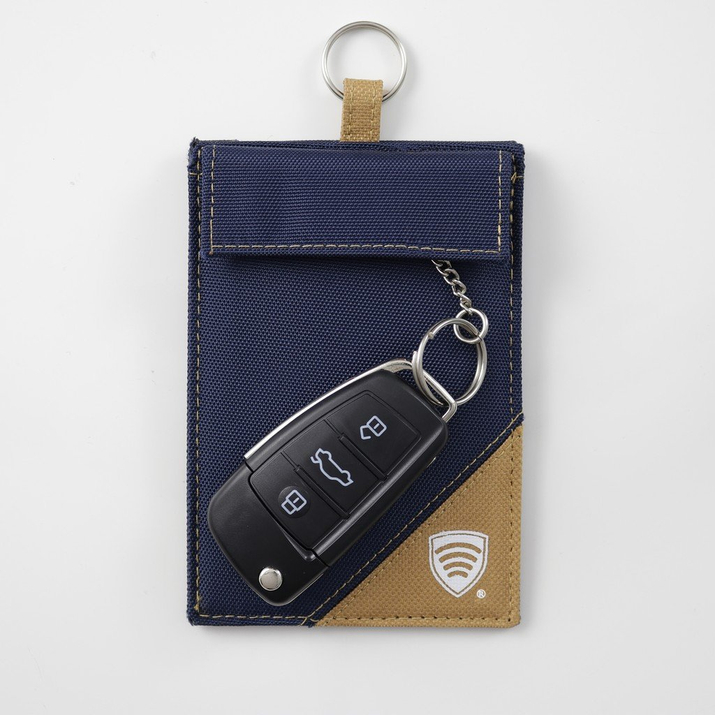 Carcasă antifurt fără cheie din material textil (albastru marin/galben)