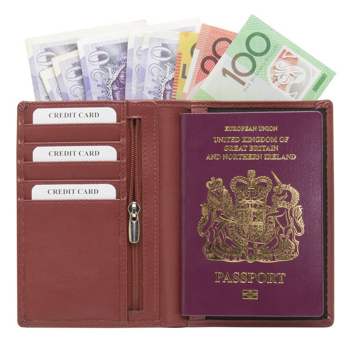 Portofel de călătorie pentru carduri fără contact și pașaport biometric (maro)