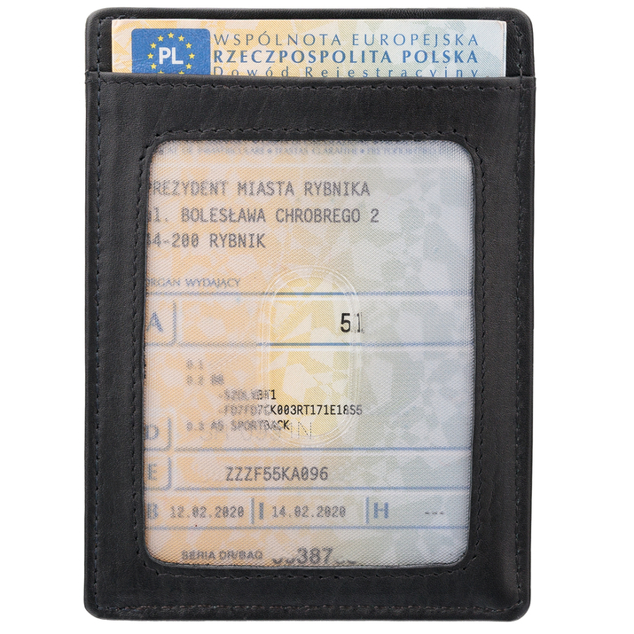 Carcasă din piele pentru carduri de proximitate RFID pentru jachetă (negru)