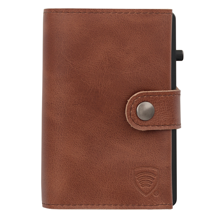 Portofel din piele pentru bărbați cu husă din aluminiu (negru)