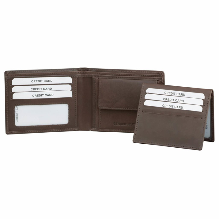 Portofel anti-furt pentru tineri 3in1 cu protecție RFID BLOCK (maro)