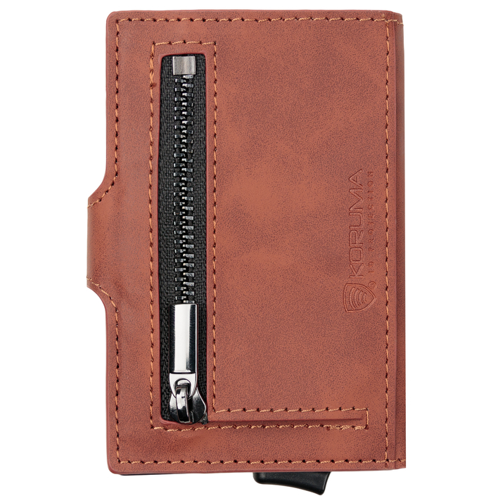 Portofel din piele pentru bărbați cu husă din aluminiu (negru)