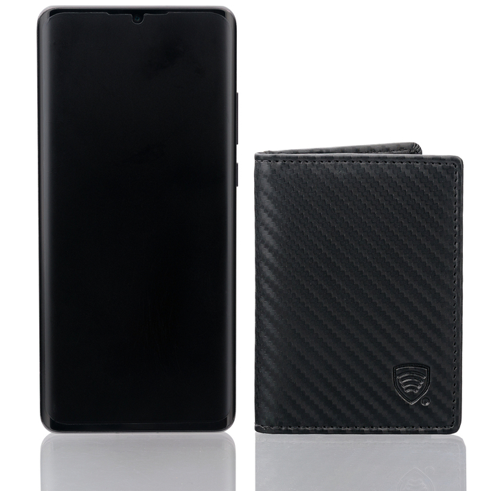 Portofel mic și compact pentru carduri de credit cu album suplimentar (negru, carbon)