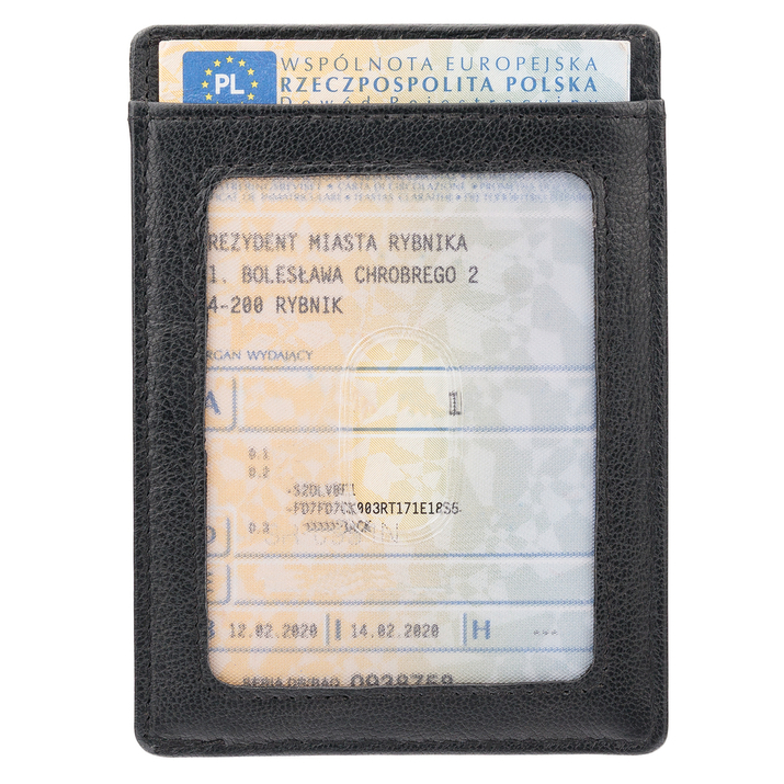 Husă subțire din piele pentru carduri de proximitate RFID (negru mat)