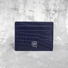 Husă antifurt din piele pentru carduri de proximitate RFID (albastru marin, Croco)