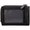 Portofel mic cu fermoar pentru carduri din piele (negru)
