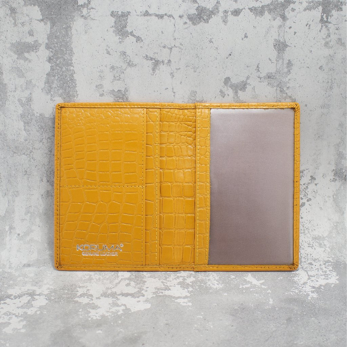 Portofel subțire din piele RFID pentru jachetă ID (Galben, Croco)