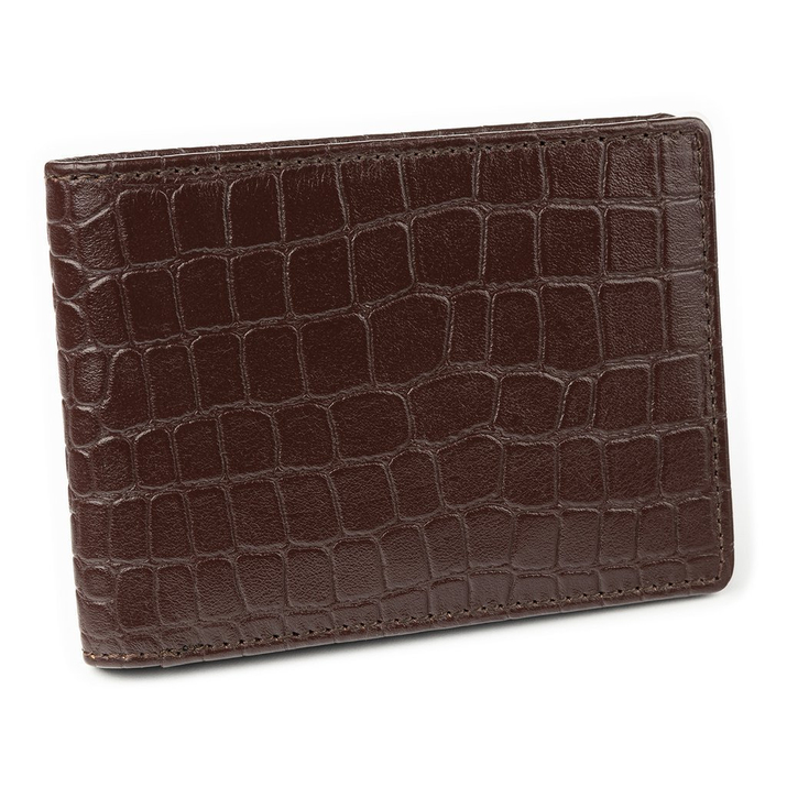 Portofel pentru bărbați SLIM din piele pentru jachetă (maro, Croco)