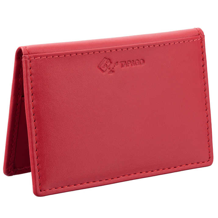 Portofel mic din piele pentru femei pentru carduri de proximitate RFID cu album extensibil (roșu)