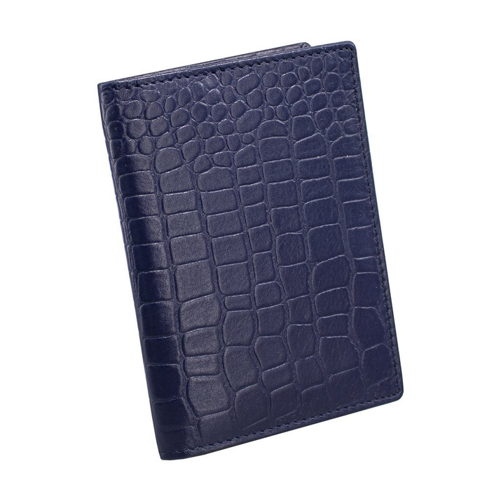 Portofel subțire din piele RFID pentru înregistrarea jachetei (albastru marin, Croco)