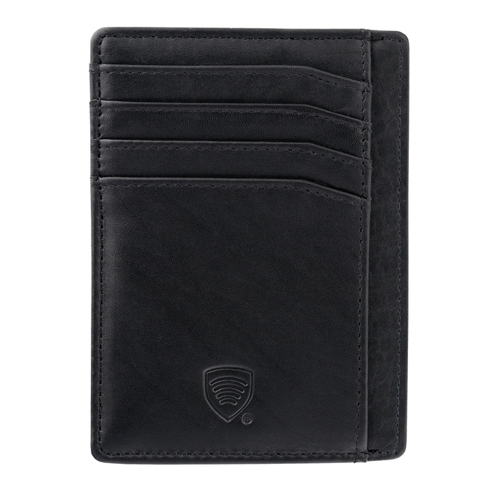 Husă subțire din piele pentru carduri de proximitate RFID (negru mat)