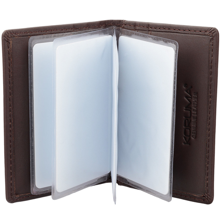 Portofel de carduri RFID antifurt pentru bărbați de dimensiuni mici cu album extensibil (maro)