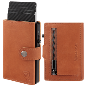 Portofel din piele pentru bărbați cu husă din aluminiu (negru)