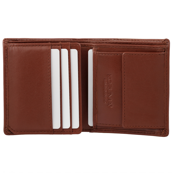 Portofel de piele pentru bărbați, foarte mic, RFID BLOCK (maro)