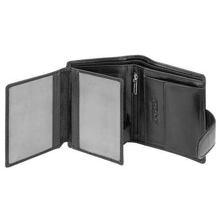 Portofel din piele pentru bărbați pentru carduri și monede cu protecție RFID BLOCK (negru)