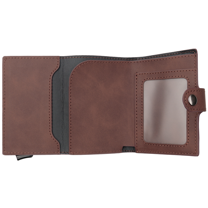 Portofel din piele pentru bărbați cu husă din aluminiu (negru)