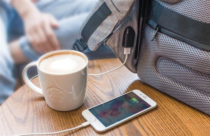 Rucsac anti-furt pentru laptop și tabletă Bobby Compact (gri-galben)