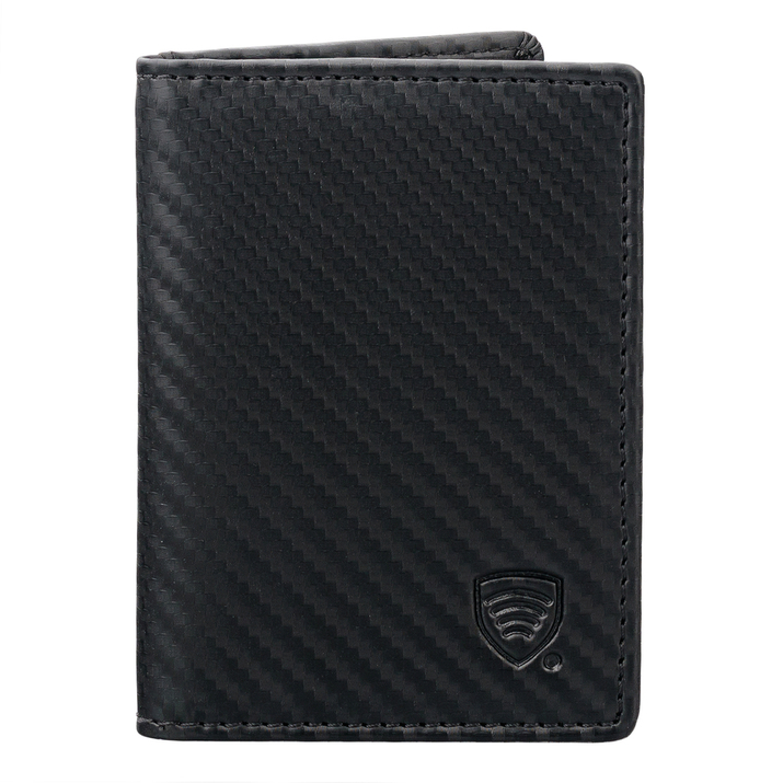 Portofel mic și compact pentru carduri de credit cu album suplimentar (negru, carbon)