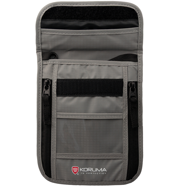 Portofel Antifurt pentru Gât cu Protecție RFID STOP™ - Siguranța Documentelor Tale (Gri Deschis)