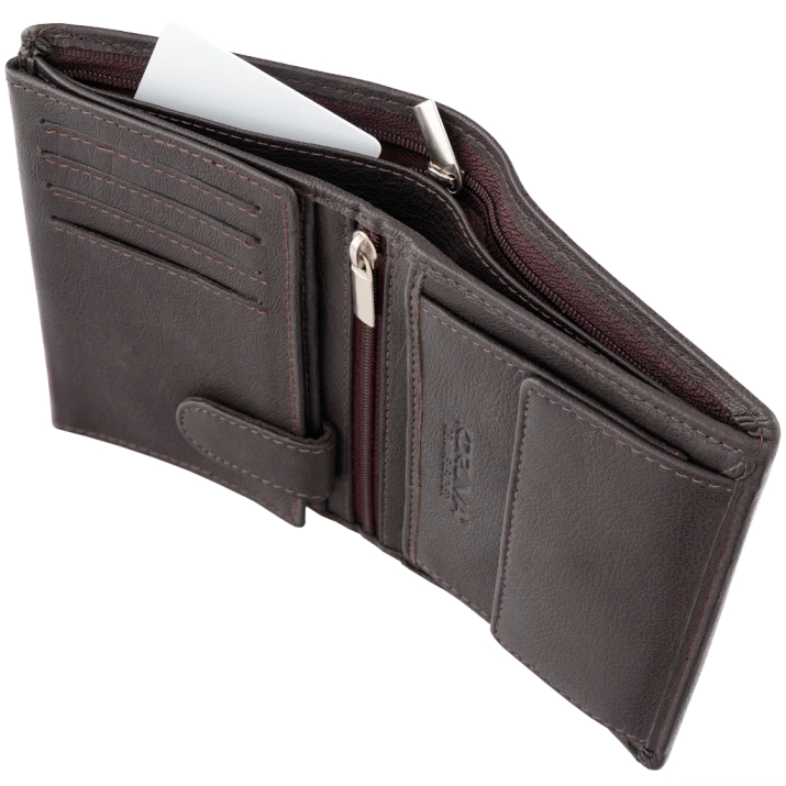 Portofel bărbătesc din piele cu protecție RFID BLOCK (maro)