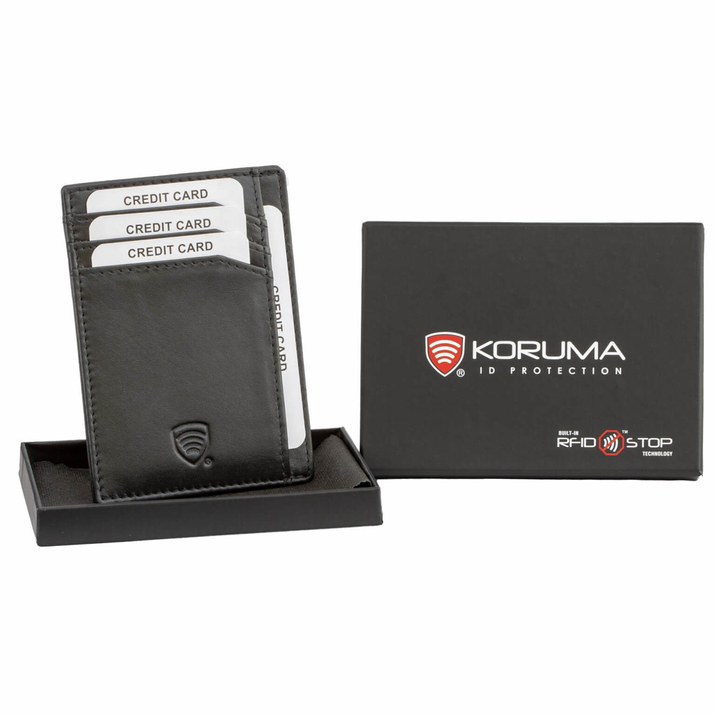 Carcasă din piele pentru carduri de proximitate RFID pentru jachetă (negru)