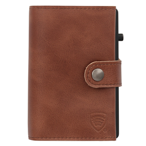 Portofel din piele pentru bărbați cu husă din aluminiu (negru)