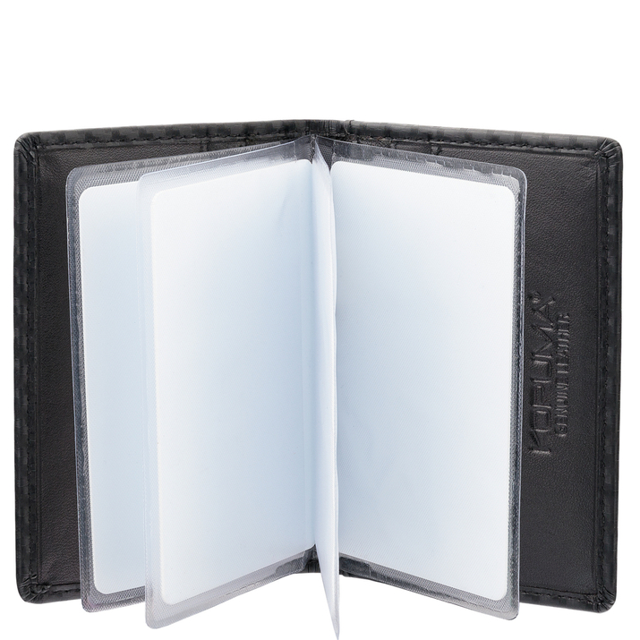 Portofel mic și compact pentru carduri de credit cu album suplimentar (negru, carbon)