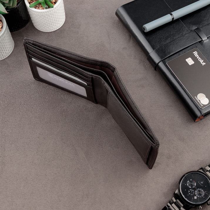 Portofel antifurt pentru tineri cu protecție RFID (maro închis)