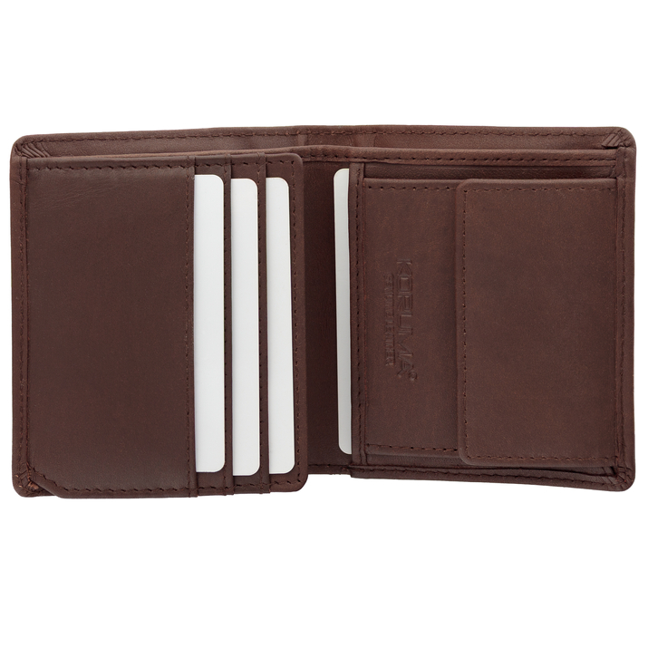 Portofel de piele pentru bărbați, foarte mic, RFID BLOCK (maro)