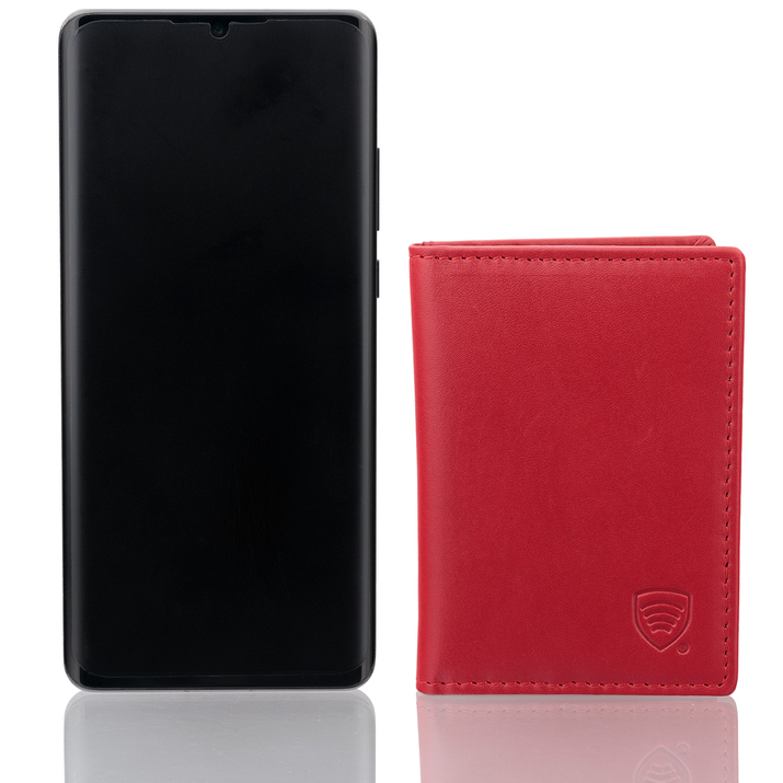 Portofel mic din piele pentru femei pentru carduri de proximitate RFID cu album extensibil (roșu)