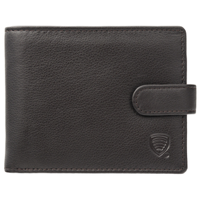 Portofel Bărbătesc din Piele Naturală cu Închidere, Protecție RFID, pentru Carduri Contactless și Monede (Maro Întunecat)