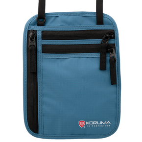 Pungă de Gât Discretă cu Protecție RFID pentru Bani și Pașaport (Albastru)