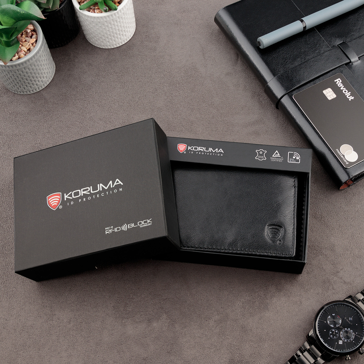 Portofel antifurt pentru tineri cu protecție RFID (negru)