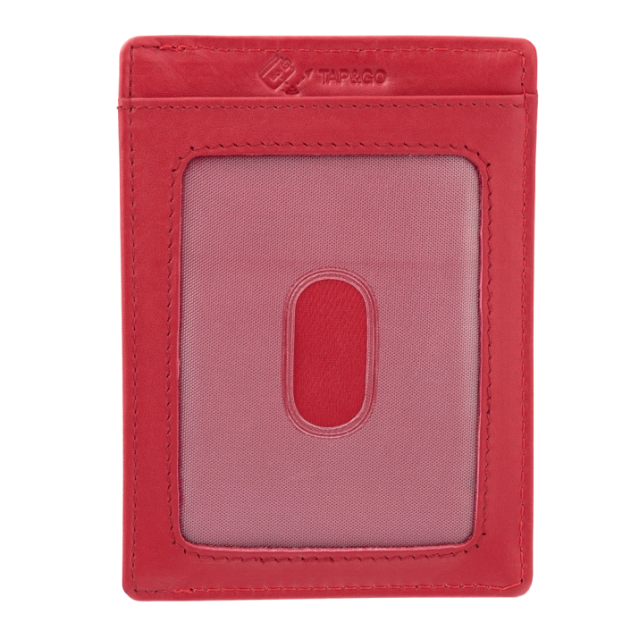Carcasă din piele pentru carduri de proximitate RFID pentru jachetă (roșu)