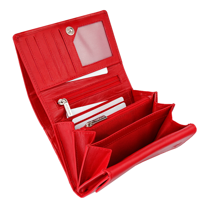 Portofel mic din piele pentru femei cu protecție RFID (roșu)