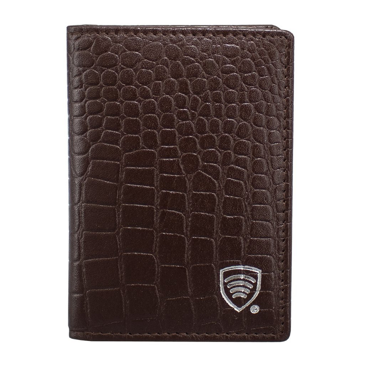Portofel mic din piele pentru carduri de credit RFID (maro, Croco)