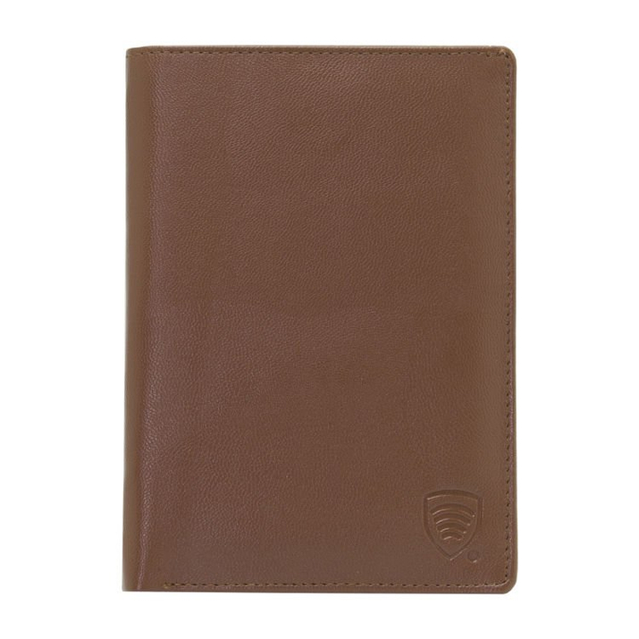 Portofel pentru protejarea cardurilor de proximitate și a pașaportului biometric (maro)
