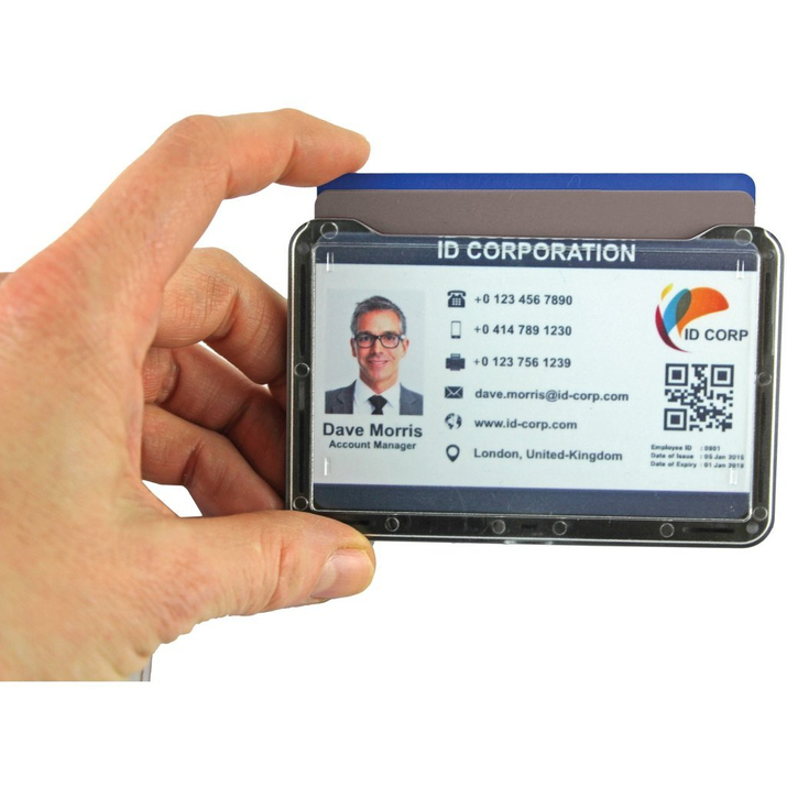 Suport de plastic pentru insigne, transparent, până la 3 carduri, orizontal