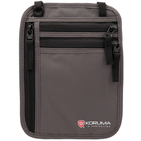 Pungă de Gât Discretă Antifurt cu Protecție RFID pentru Pașaport și Bani (Gri Închis)