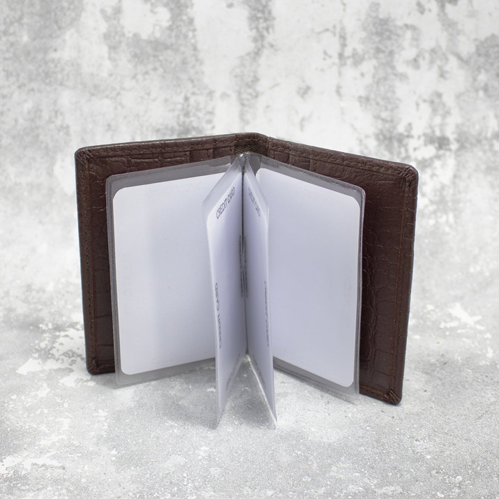 Portofel mic din piele pentru carduri de credit RFID (maro, Croco)