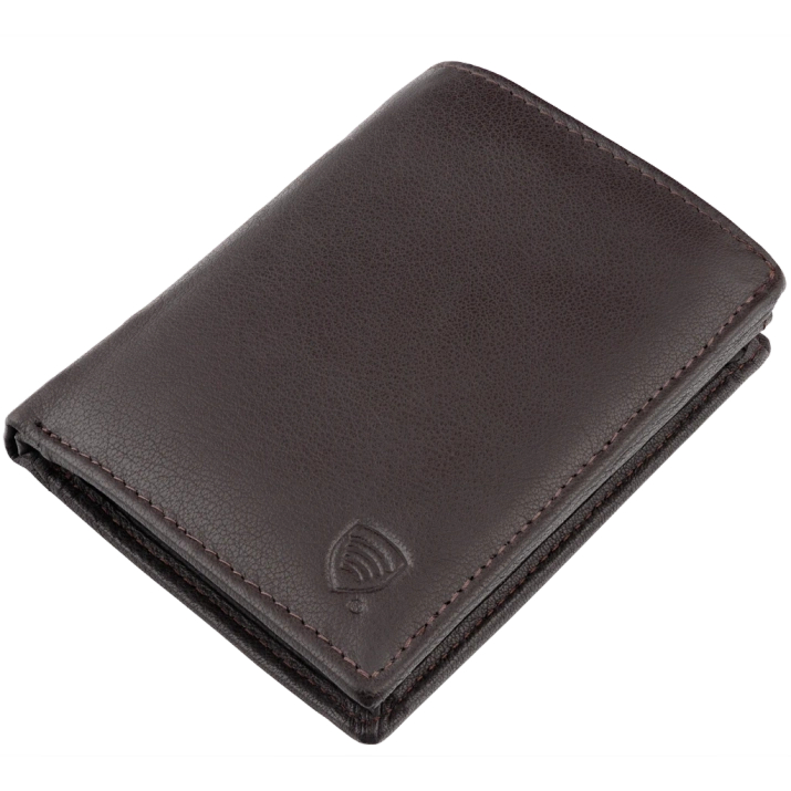 Portofel bărbătesc din piele cu protecție pentru carduri de proximitate RFID BLOCK (maro)