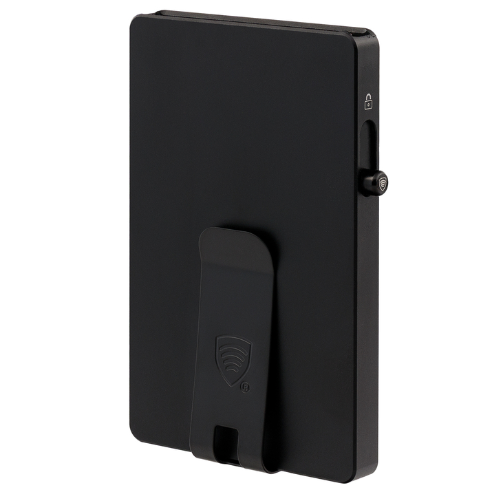 Portofel de carduri din aluminiu cu clip pentru bancnote (negru)