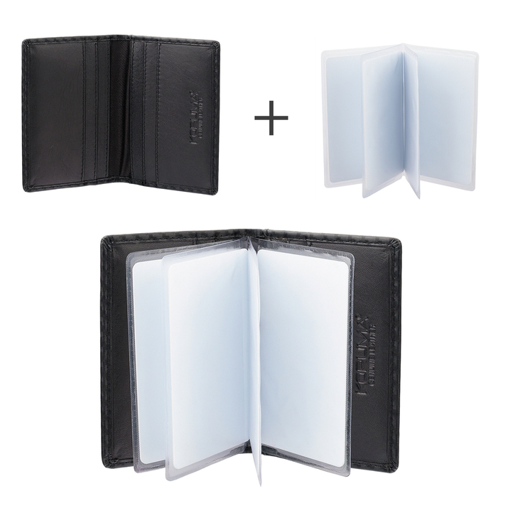 Portofel mic și compact pentru carduri de credit cu album suplimentar (negru, carbon)