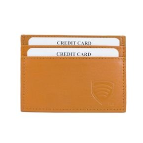 Husă protectoare din piele pentru carduri de credit și carduri contactless (portocaliu)