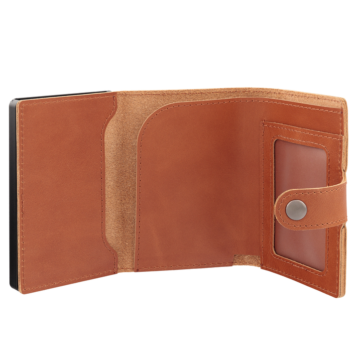 Portofel din piele pentru bărbați cu husă din aluminiu (negru)