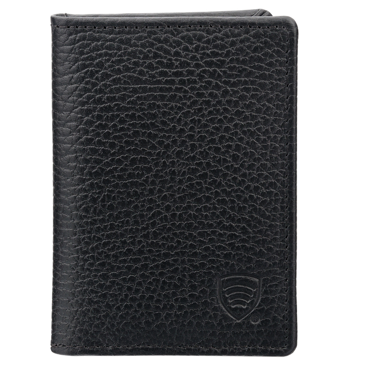 Portofel mic din piele pentru femei pentru carduri de proximitate RFID cu album extensibil (negru)