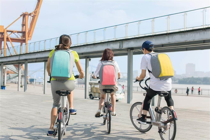 Rucsac anti-furt pentru laptop și tabletă Bobby Compact (gri-galben)