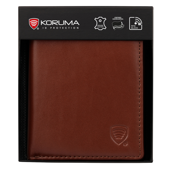 Portofel de piele pentru bărbați, foarte mic, RFID BLOCK (maro)